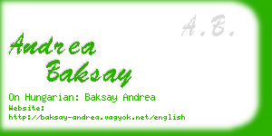 andrea baksay business card